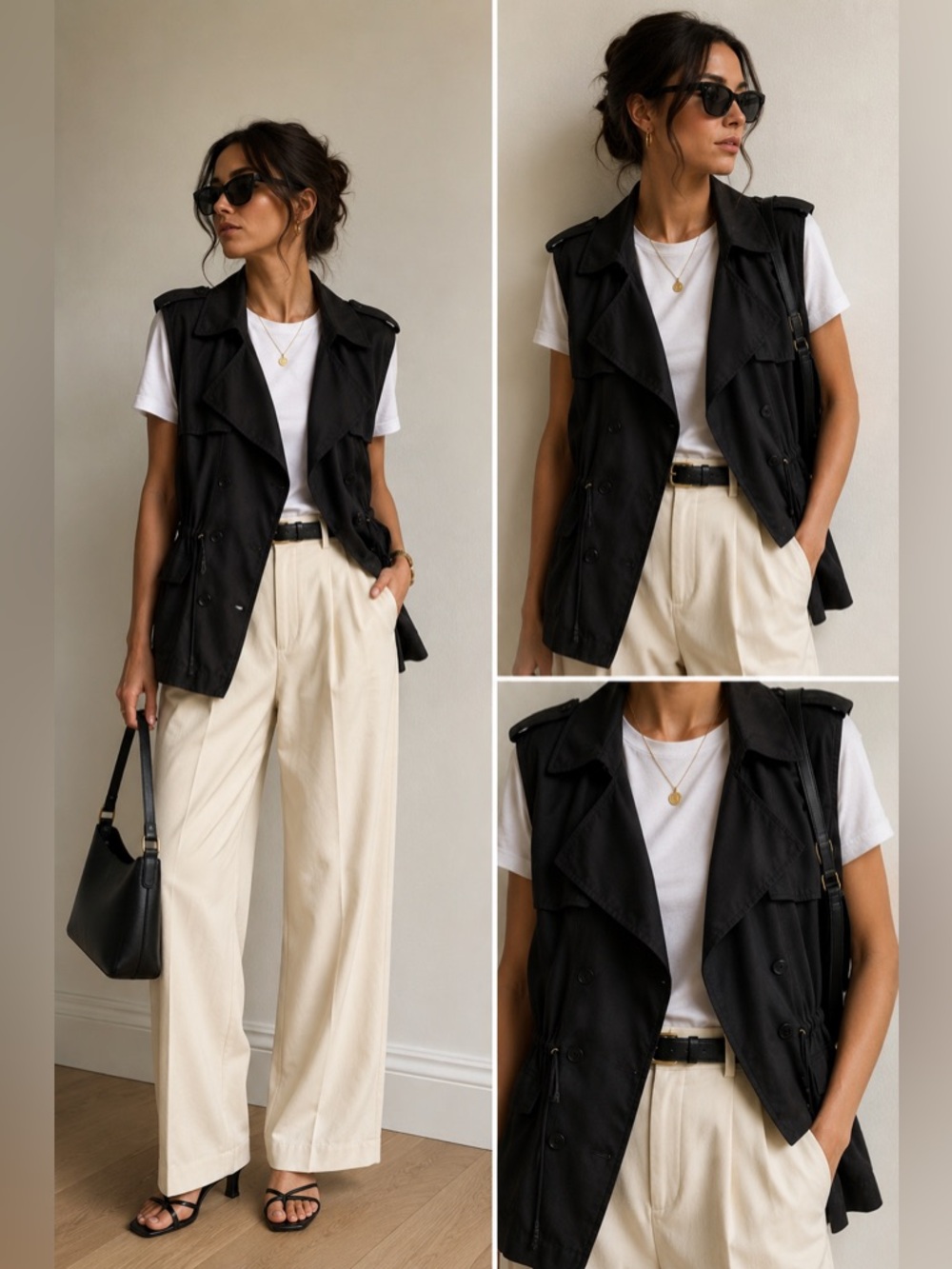 Banana Republic Black Double-Breasted Vest